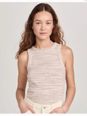 Madewell Brightside Rib Cutaway Crop Tank | Peachy Spacedye | Size S